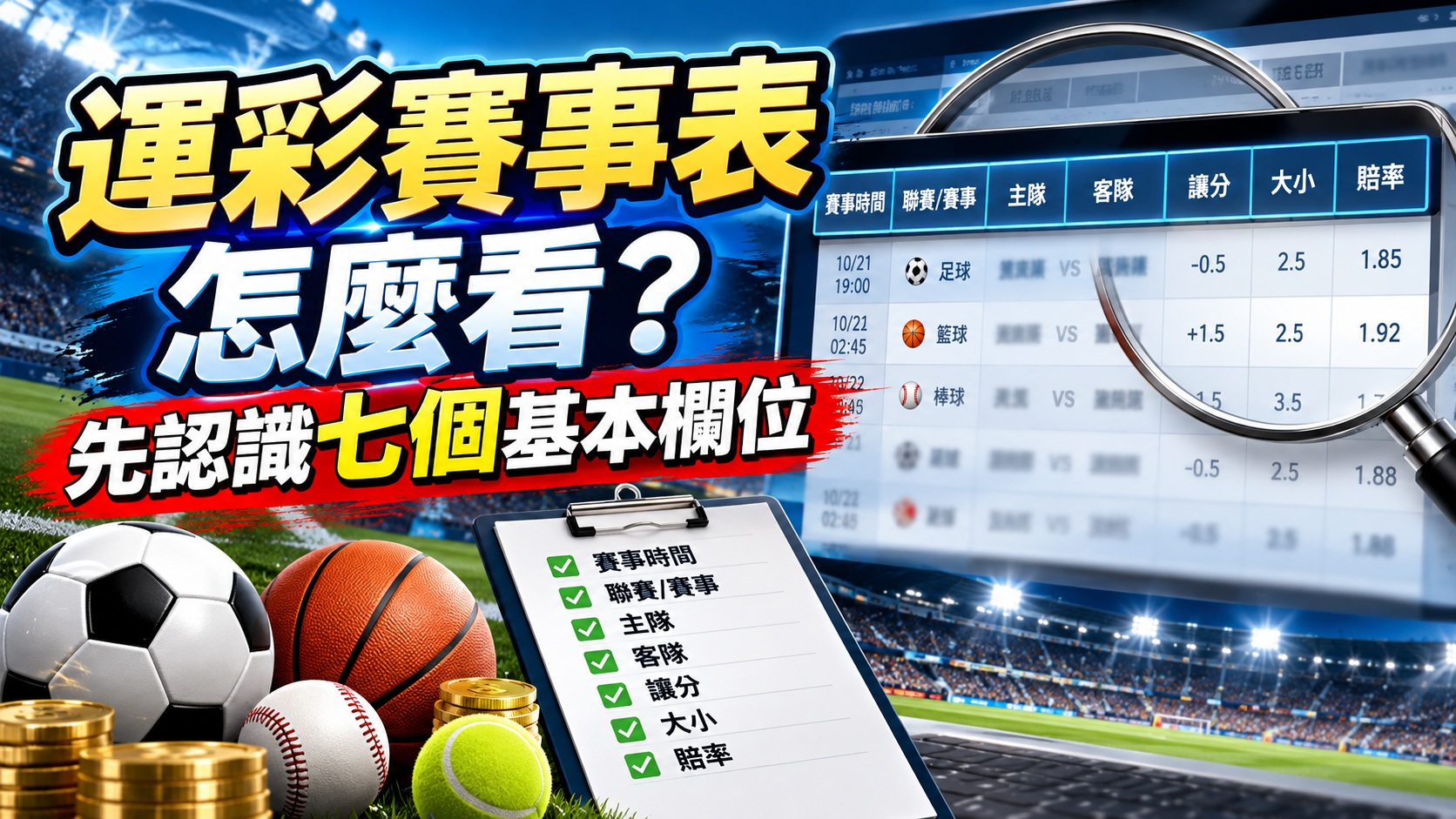 運彩賽事表怎麼看？先認識七個基本欄位